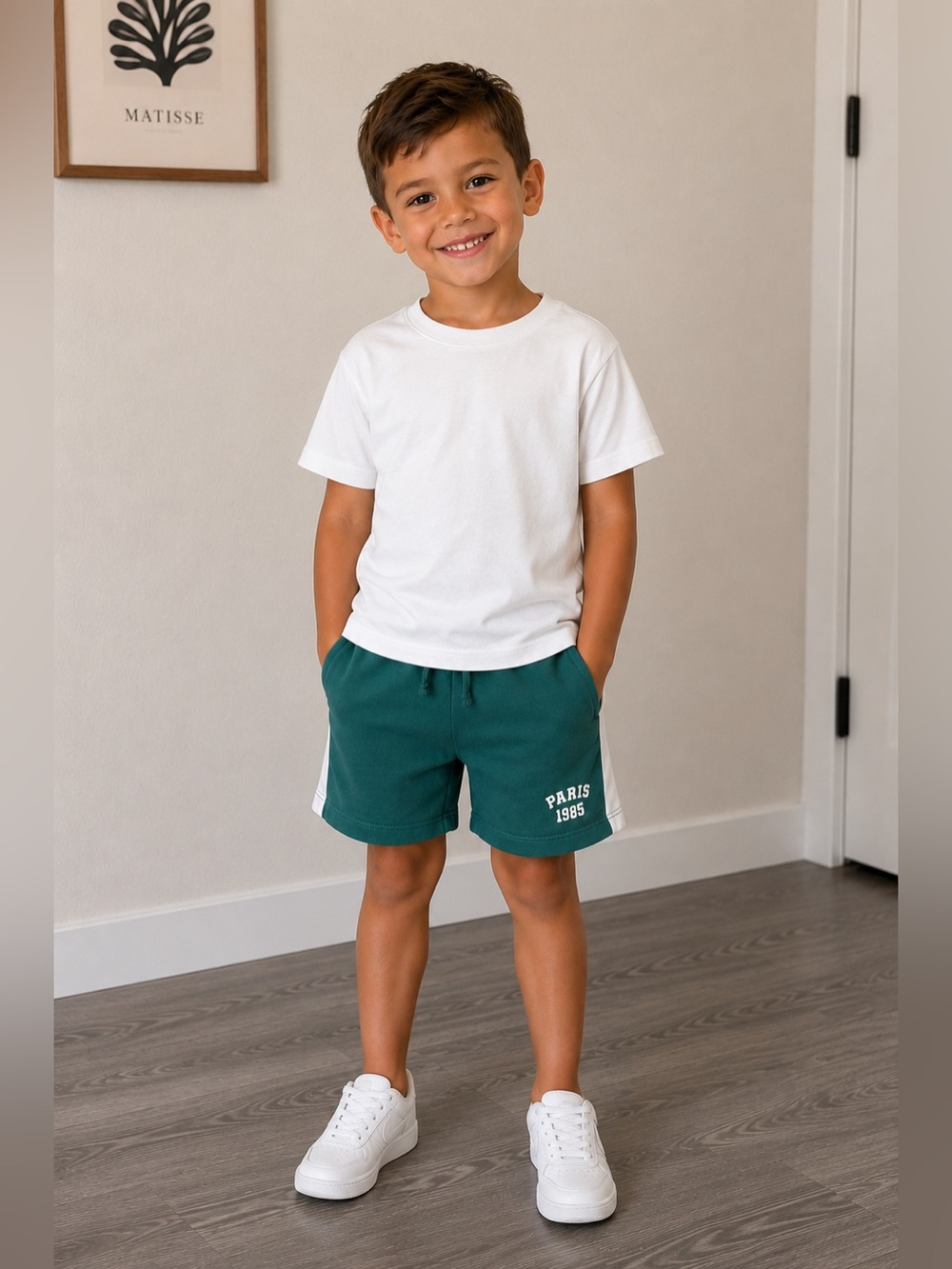 Zara Boys Green Paris 1985 Shorts